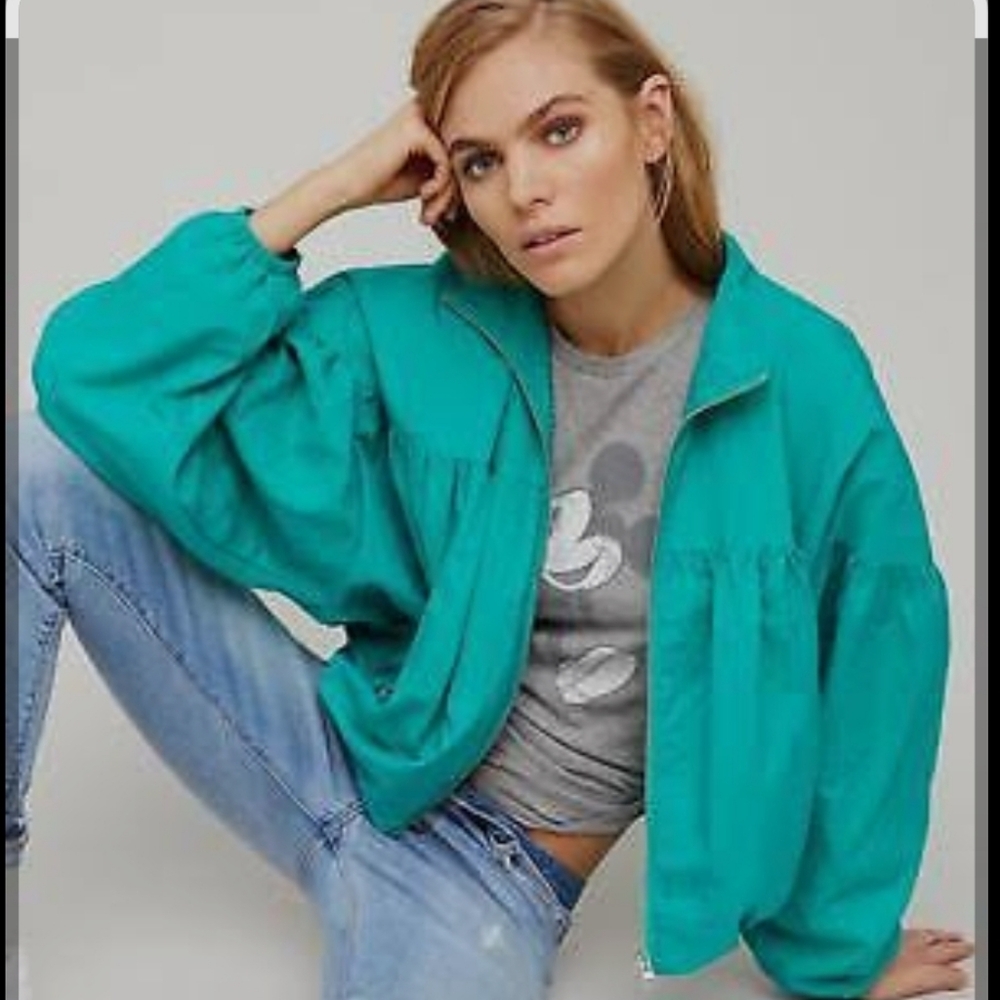 FREE PEOPLE* Vibrant Teal Bomber Jacket
